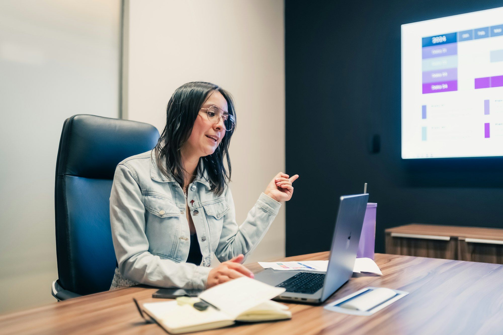 A Landmark strategist on a call with a client